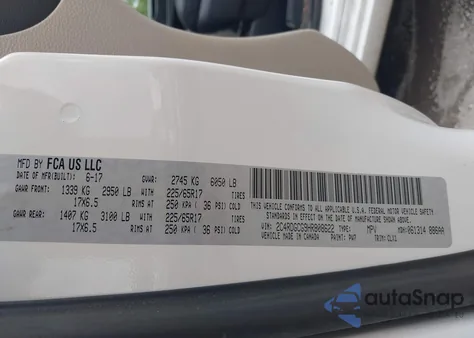 2017 Dodge Grand Caravan Sxt из США, поврежденный, VIN 2C4RDGCG9HR808622